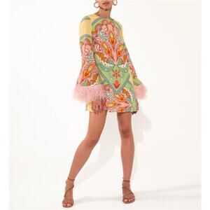 Borgo De Nor Selene Yellow Cocoa Crepe Mini Dress 8 | US 4